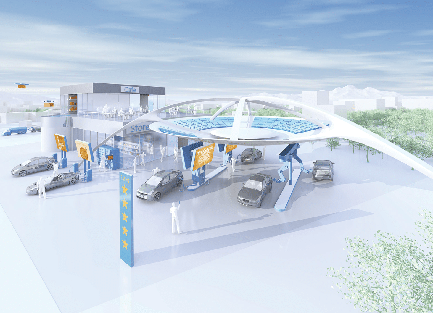 estacion de gasolina futurista