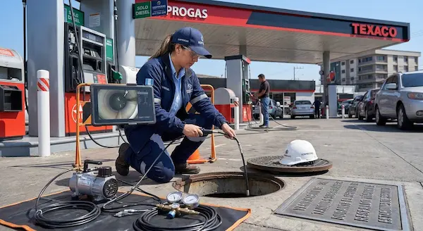Respaldo técnico a estaciones de servicio: operación continua Verificación de tanques subterráneos durante el servicio de respaldo técnico a estaciones de servicio
